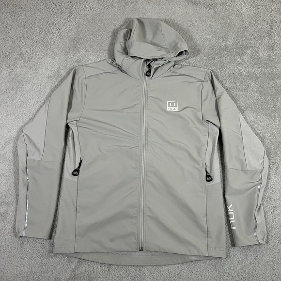Huk Jacket Mens Medium Icon X Lightweight Wind Water Resistant Full Zip Hooded - Picture 1 of 15